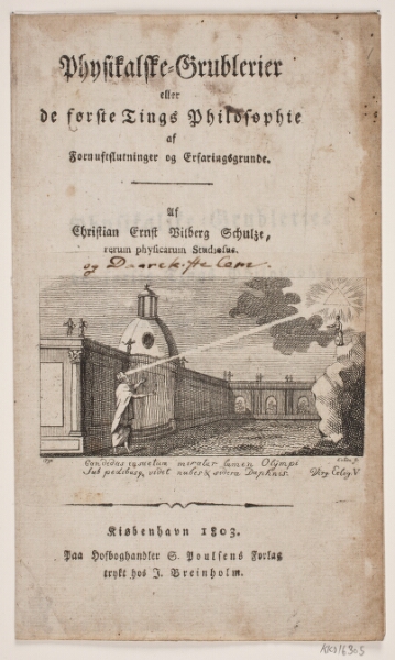 Gerhard Ludvig Lahde, Titelblad til Chr. E. V. Schulge: "Physikalske grublerier [...]"