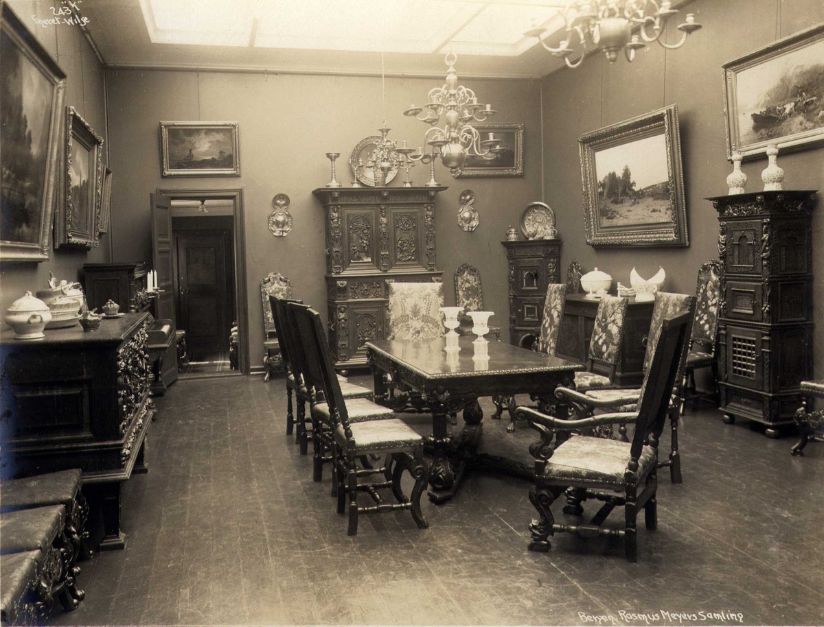Anders Beer Wilse, Interiør, Rasmus Meyers samling, Bergen Kunstmuseum, Bergen, Hordaland. Fotografert 1912.