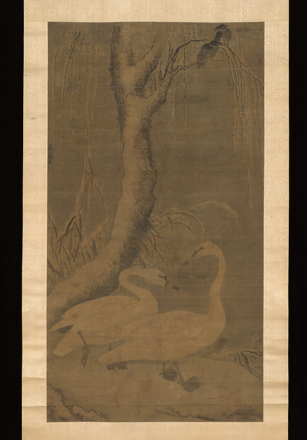 Unidentified artist, Swans and Winter Landscape