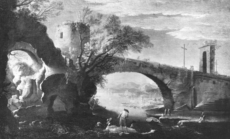 Salvator Rosa, Felsenküste an einer Bucht