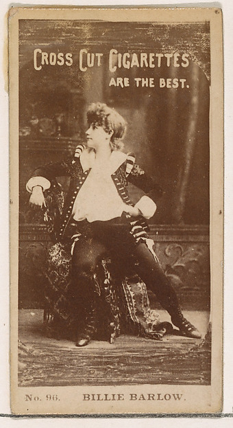 W. Duke, Sons & Co., Card Number 96, Billie Barlow, from the Actors and Actresses series (N145-2) issued by Duke Sons & Co. to promote Cross Cut Cigarettes