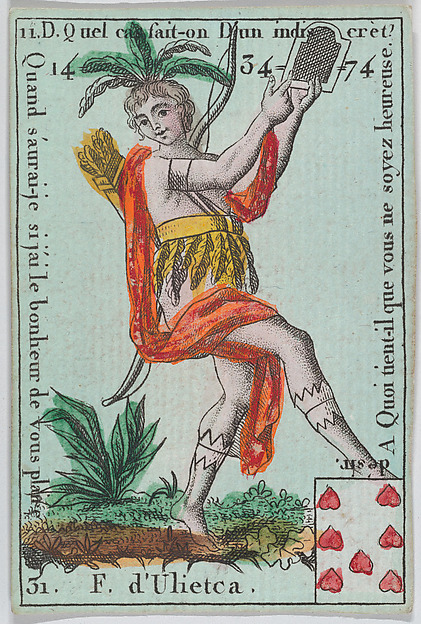 Anonymous, French, 18th century, F. d' Ulietca from playing cards "Jeu d'Or"