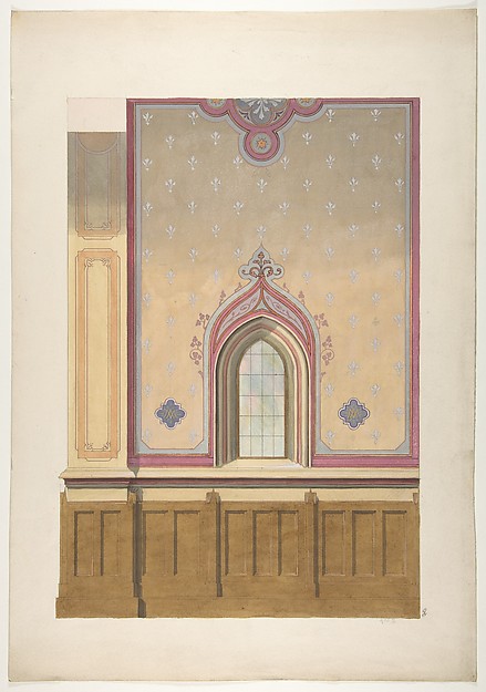 Jules-Edmond-Charles Lachaise, Design for the painted decoration of a wall pierced by an arched window