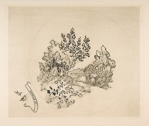 Félix Bracquemond, Decoration for a Plate: A Stream