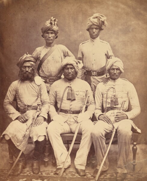Unknown, [Group portrait of five Indian Military Officers]