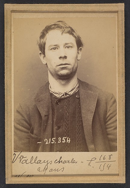 Alphonse Bertillon, Wallays. Charles. 29 ans, né à Lille. Tailleur d'habits. Anarchiste. 9/3/94.