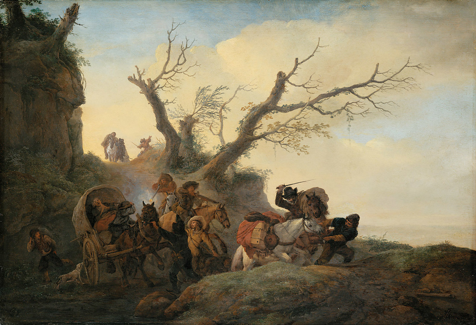 Philips Wouwerman, Robbers attacking Travellers