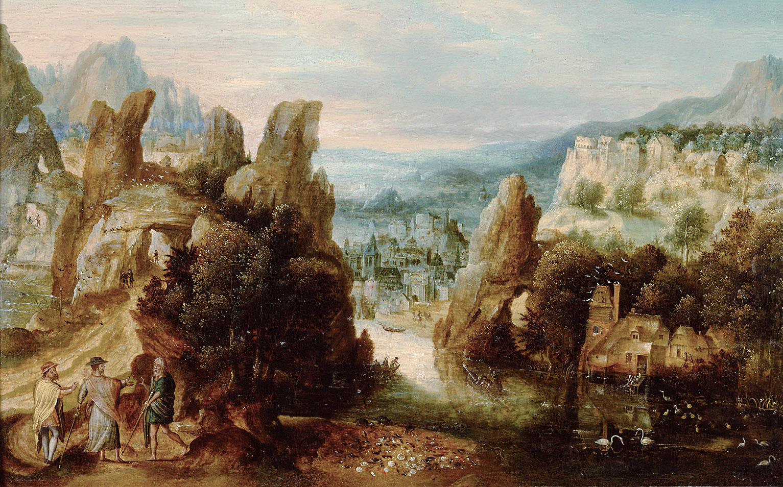 Herri met de Bles, Landschaft mit dem Gang nach Emmaus