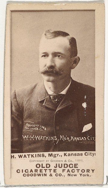 Goodwin & Company, William Henry "Wattie" Watkins, Manager, Kansas City Cowboys, from the Old Judge series (N172) for Old Judge Cigarettes