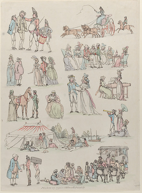 Thomas Rowlandson, Plate 7, Outlines of Figures, Landscapes and Cattle...for the Use of Learners