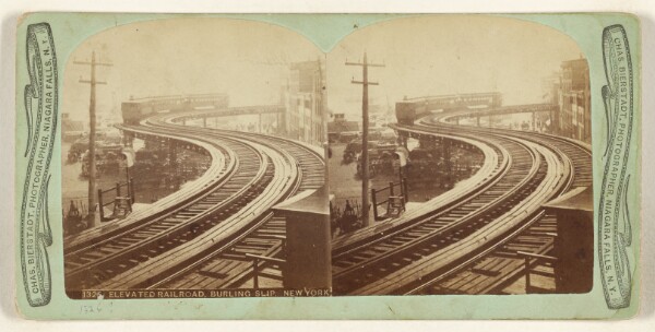 Charles Bierstadt, Elevated Railroad, Burling Slip, New York.