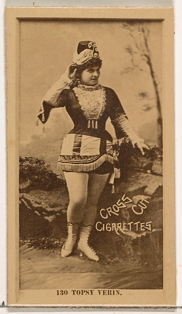 W. Duke, Sons & Co., Card Number 130, Topsy Verin, from the Actors and Actresses series (N145-2) issued by Duke Sons & Co. to promote Cross Cut Cigarettes