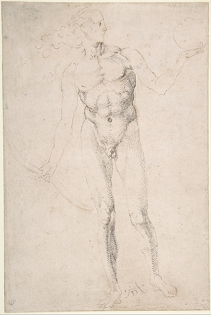 Albrecht Dürer, Standing Male Nude Holding a Bow ("Poynter Apollo")