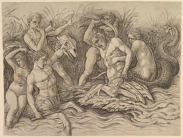 Andrea Mantegna, Battle of the Sea Gods (right portion of frieze)