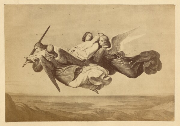 Unknown, [Four angels carrying supine woman]