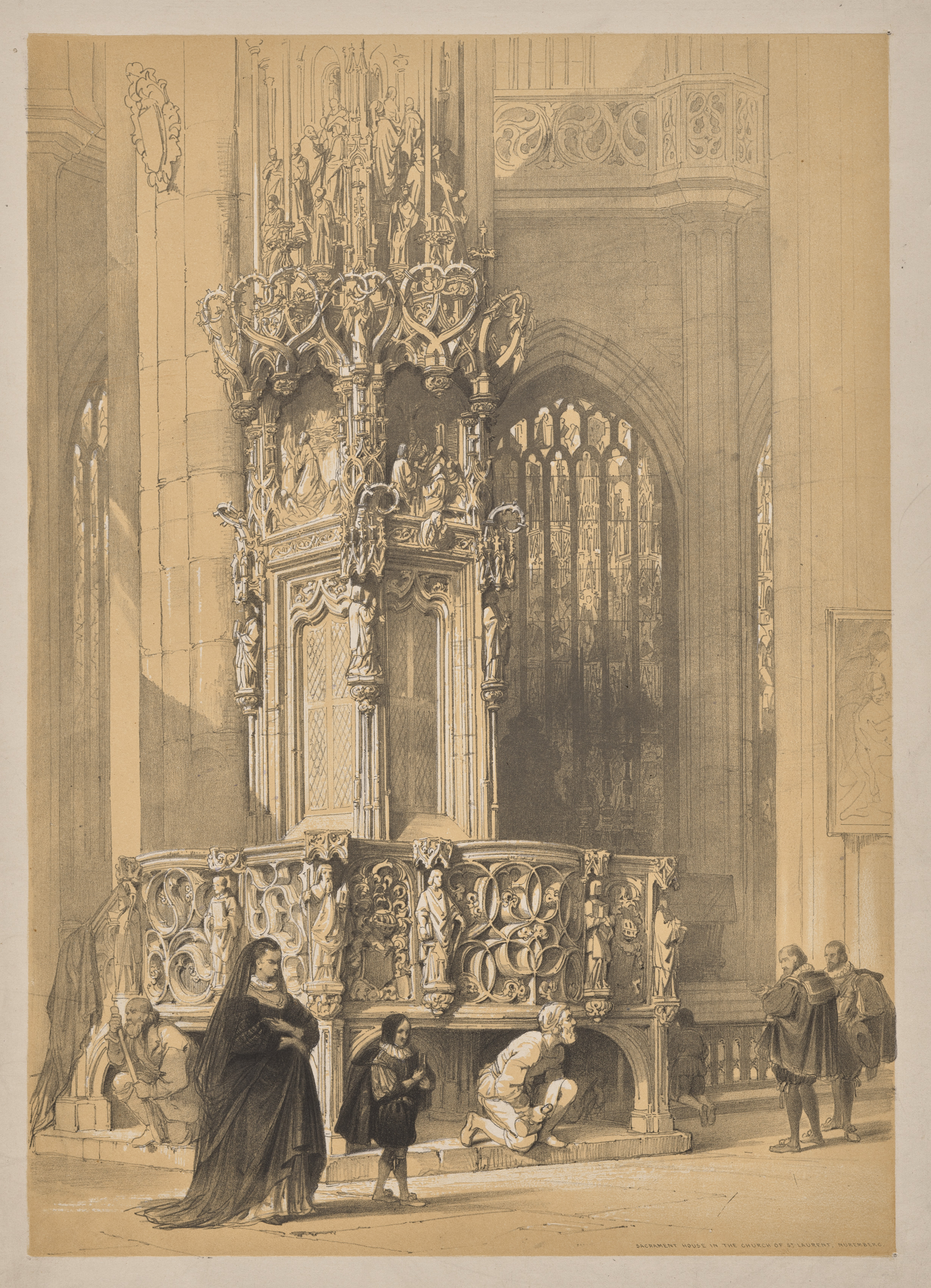 Louis Haghe, Sketches in Belgium and Germany, First Series, Sacrament House in the Church of St. Laurent, Nuremberg