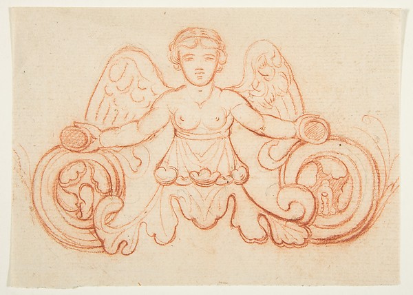 Anonymous, French, 19th century, Design with Winged Female Figure