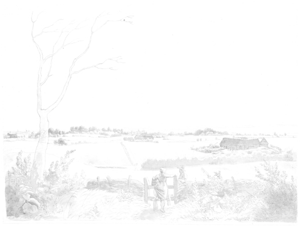 C.W. Eckersberg, Landskab med bondepige ved en stente