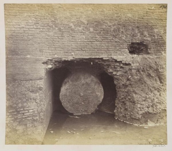 Parker, John Henry, Excavations, 1869 - Marmorata, one end of a large Colum of Marble buried in a singular manner in a dock, and built over in the Middle Ages.