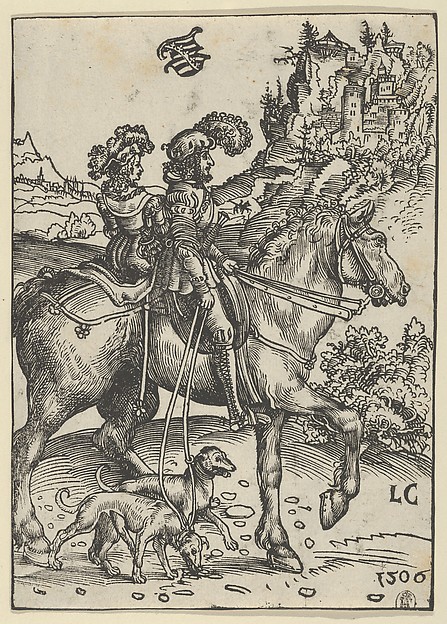 Lucas Cranach the Elder, Gentleman and Lady Riding to the Hunt