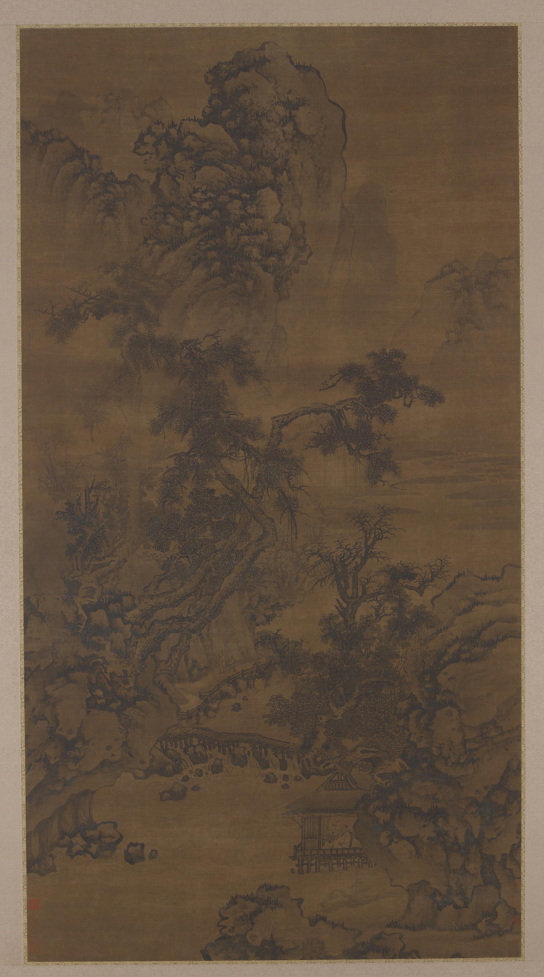 Formerly attributed to Xu Daoning, Listening to the pines in a riverside pavilion