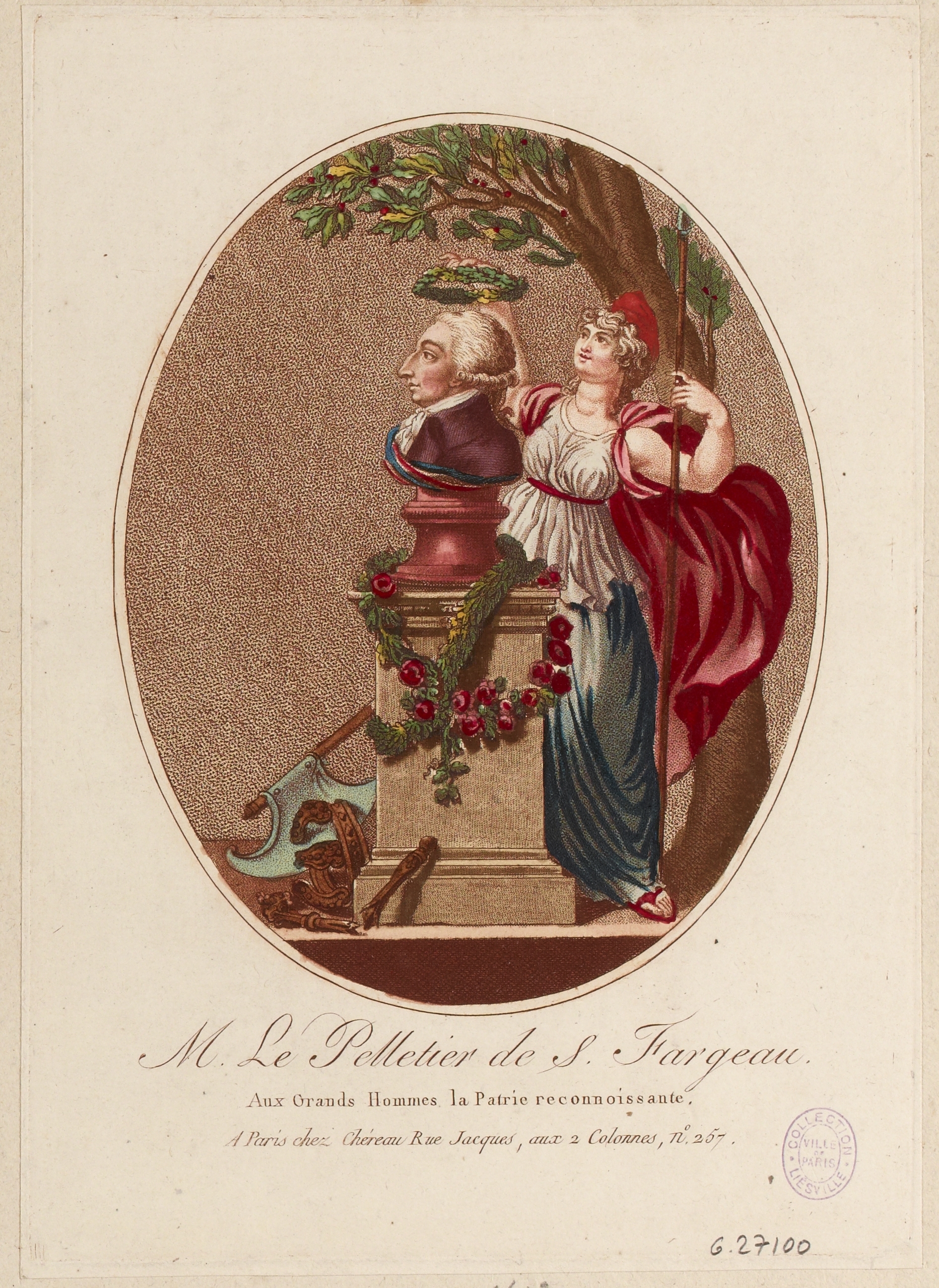 Anonyme, M. Le Pelletier de S. Fargeau - Aux Grands Hommes la Patrie reconnoissante [sic]