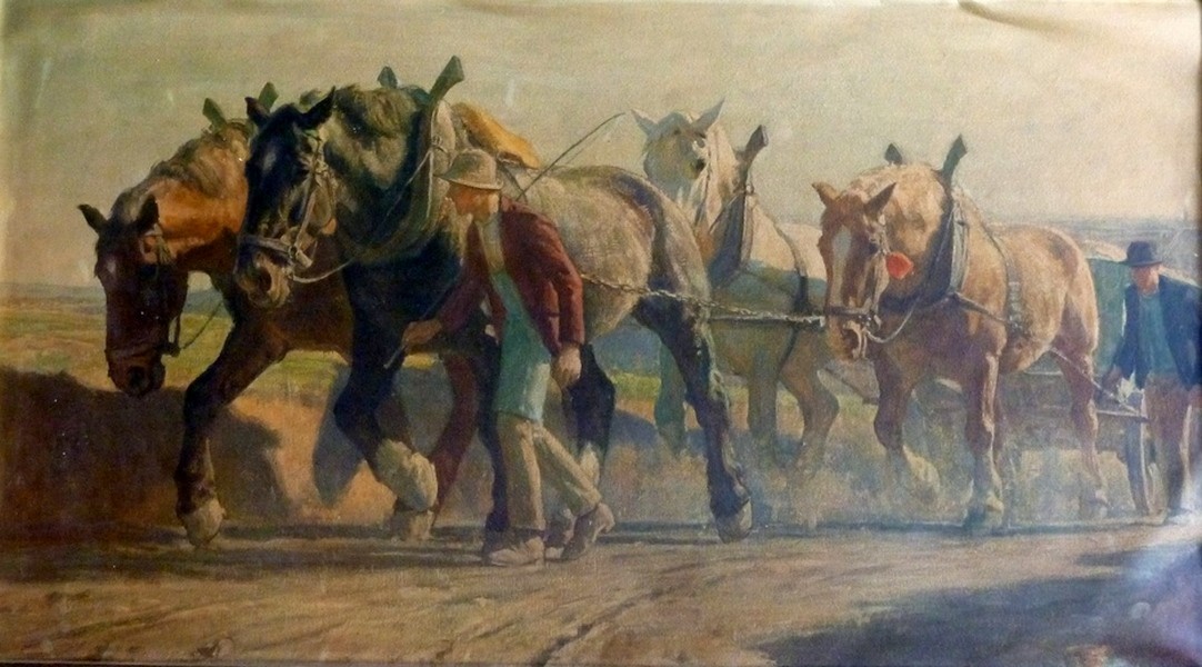 Unknown artist, Ölgemälde Pferdegespann