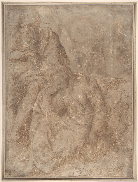 Anonymous, Italian, 16th century, Woman and Old Man Seated