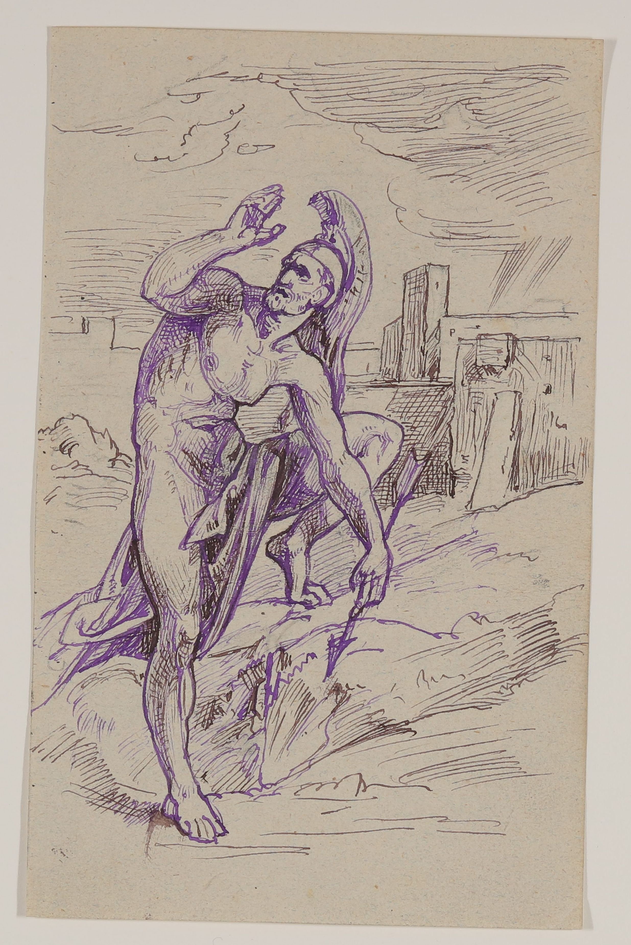 Friedrich Preller (der Ältere), Philoktet (?) [Entwurf zu einem Illustrationszyklus mit Szenen aus Homers "Ilias"]