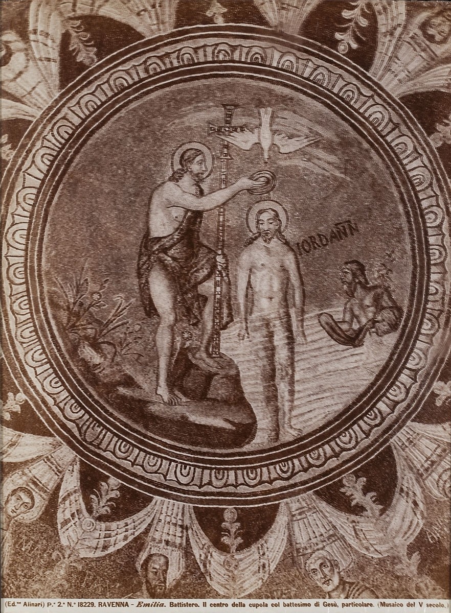 Fratelli Alinari, Mosaik der Taufe Christi, Ausschnitt. Baptisterium der Arianer, Ravenna