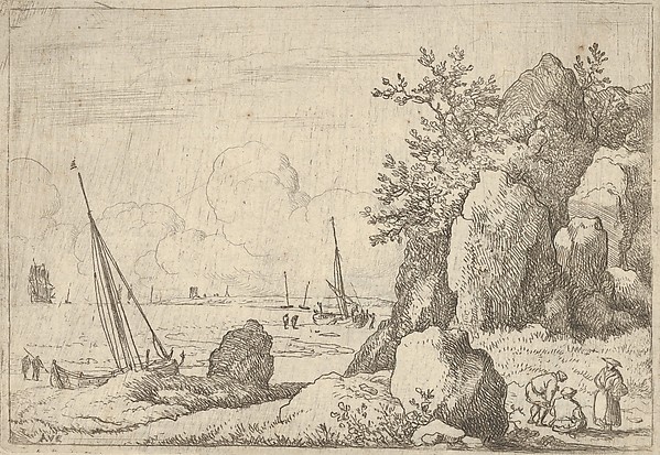 Allart van Everdingen, Sea Piece with Three Figures to the Right