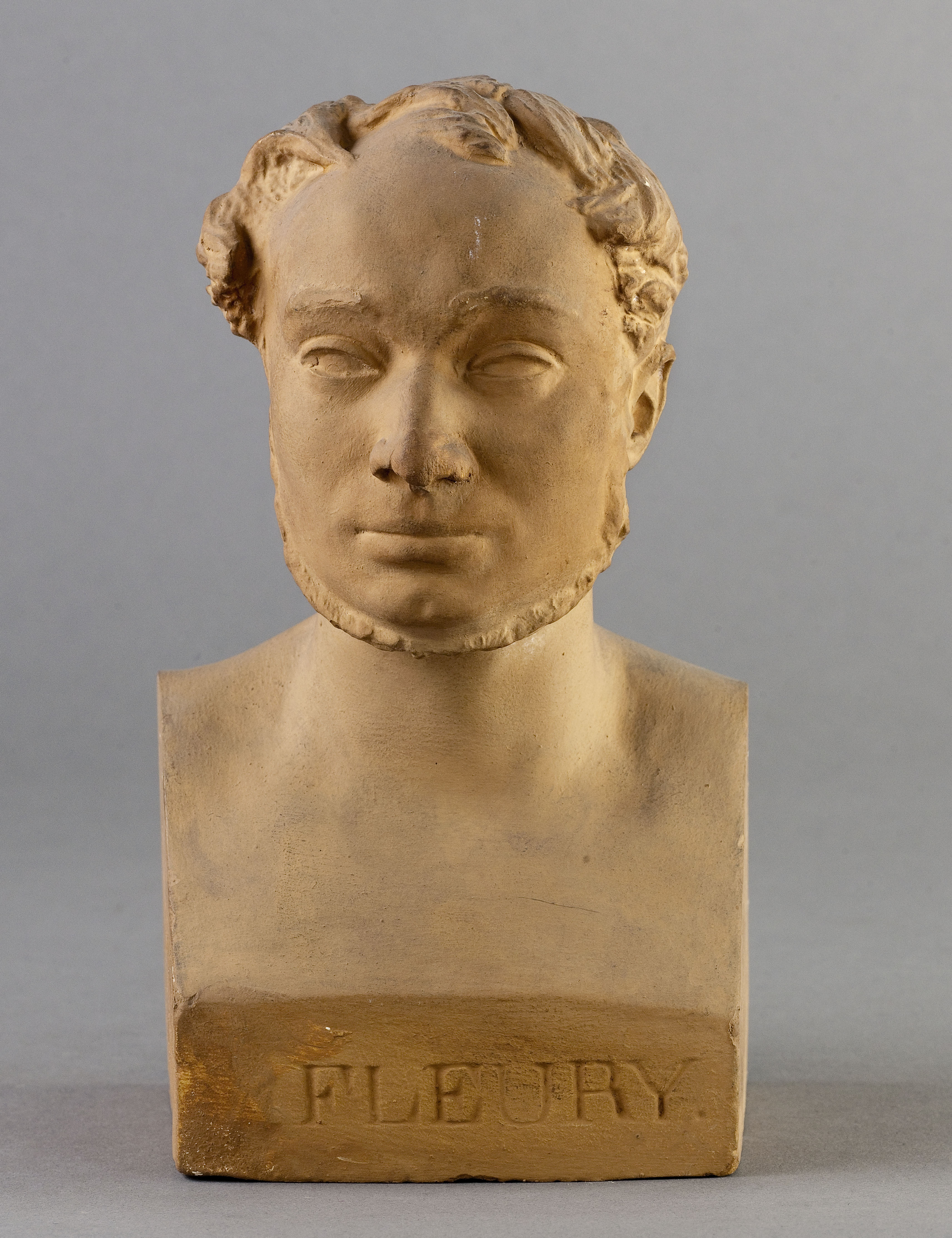 Jean Pierre Dantan, Portrait sérieux du peintre paysagiste François-Antoine-Léon Fleury (1804-1858).