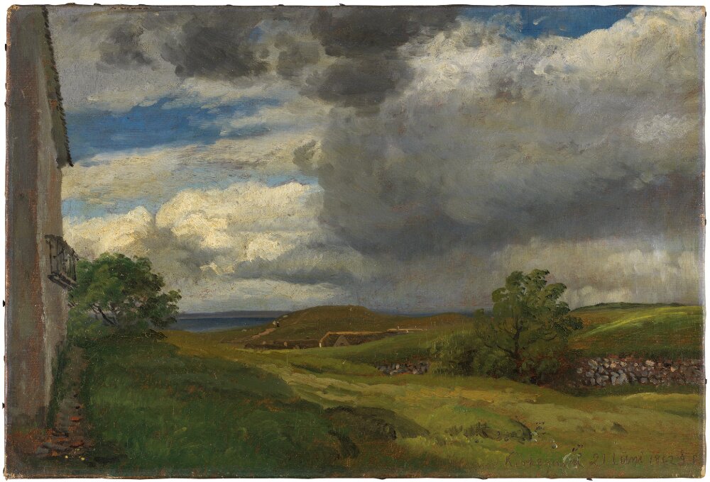 Janus la Cour, Landscape from Helgenæs with rain clouds