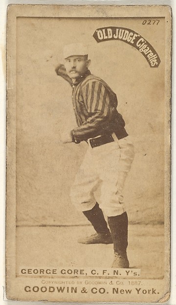 Goodwin & Company, George F. "Piano Legs" Gore, Center Field, New York, from the Old Judge series (N172) for Old Judge Cigarettes