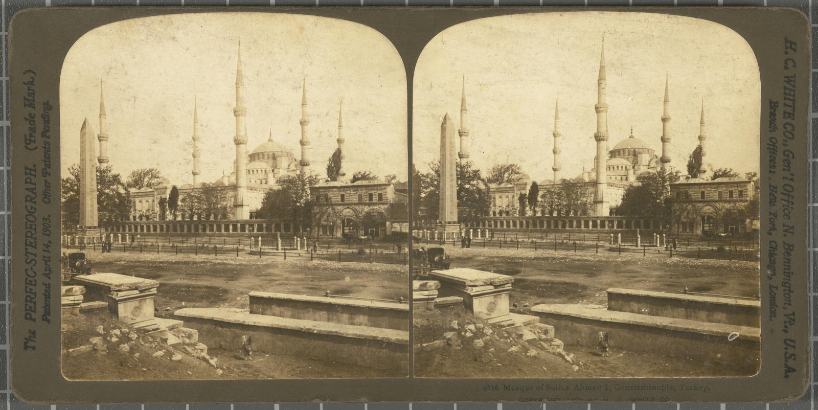 Desconegut, Mosque of Sultan Ahmed I, Constantinople, Turkey. Justification of the title, title inscribed White, H.C. & Co., The\ ‘Perfec\’ Stereograph
