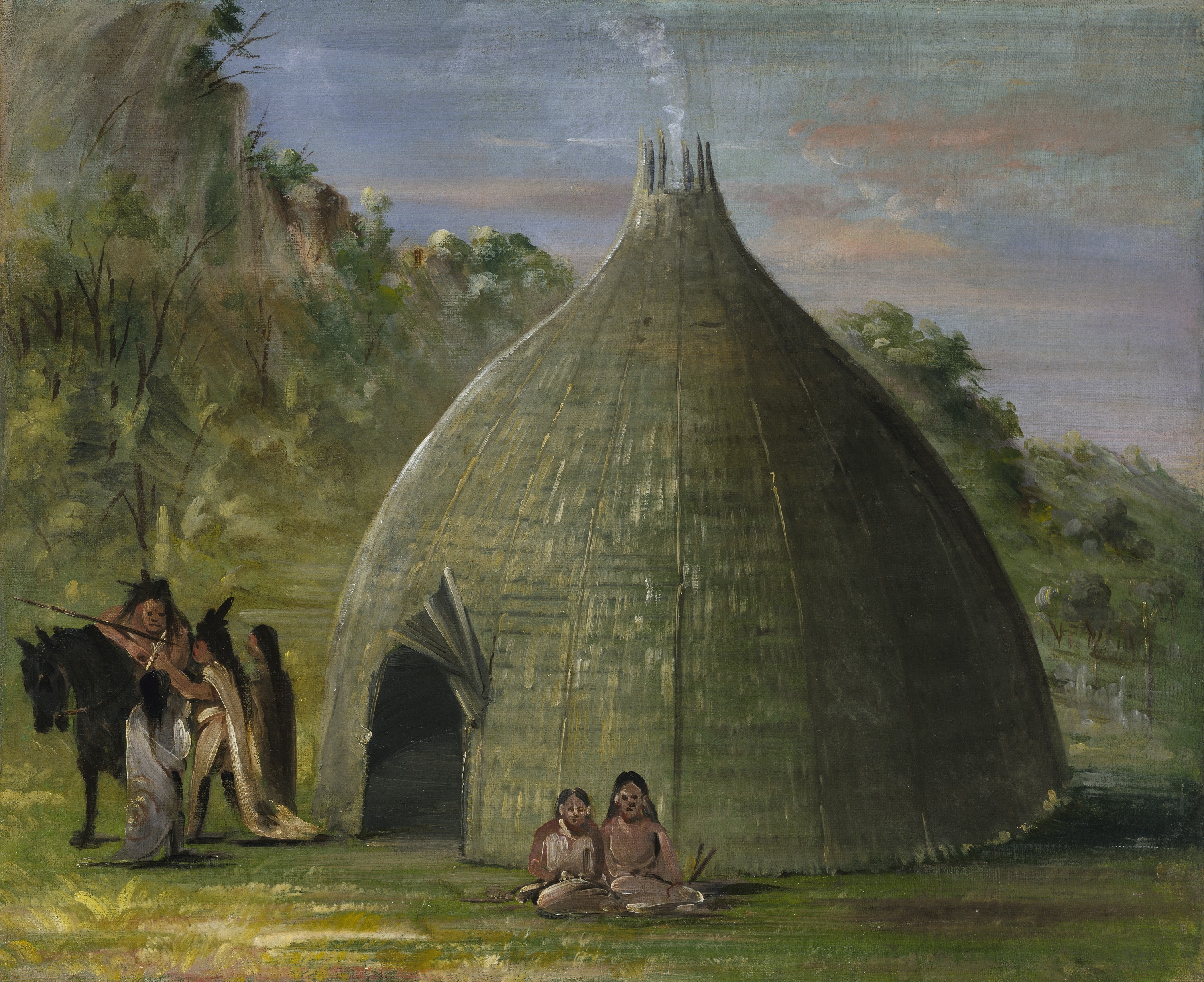 George Catlin, Wichita Lodge, Thatched with Prairie Grass