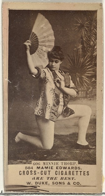 W. Duke, Sons & Co., Card Number 606, Minnie Thorp, from the Actors and Actresses series (N145-3) issued by Duke Sons & Co. to promote Cross Cut Cigarettes