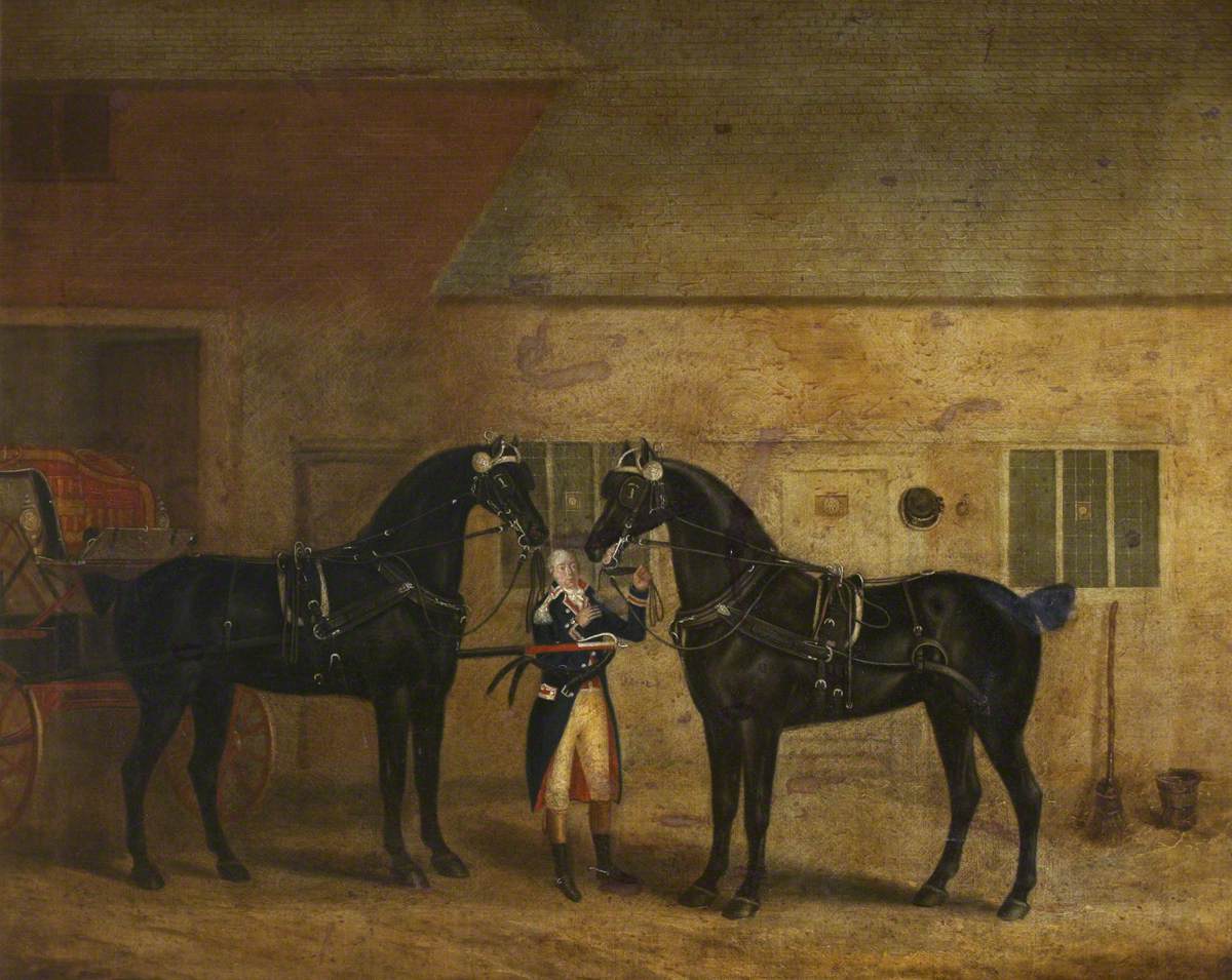 Francis Sartorius, Two Carriage Horses in a Stable