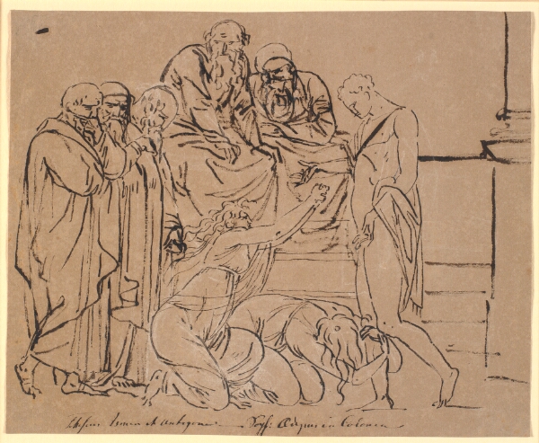 Nicolai Abildgaard, Theseus bønfaldes af Ismene og Antigone. Efter Sophokles