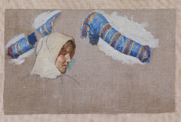Niels Skovgaard, Dragtstudier og studie af et kvindehovede. Megara