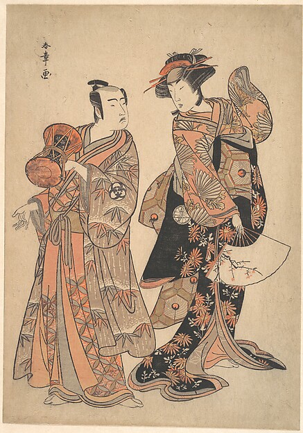 Katsukawa Shunshō　勝川春章, The Third Segawa Kikunojō as Ochiyo and Bando Mitsugorō as Hanbei
