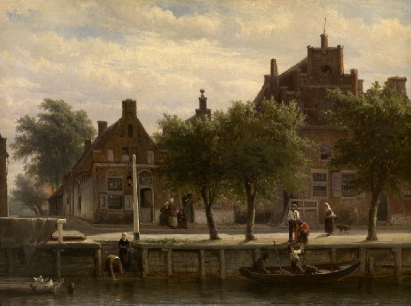 Cornelis Springer, A View of the Harbour of Hasselt, Overijssel