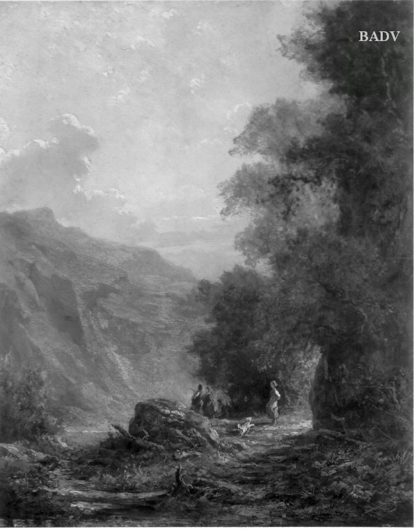 Carl Spitzweg, valley of a river with figures