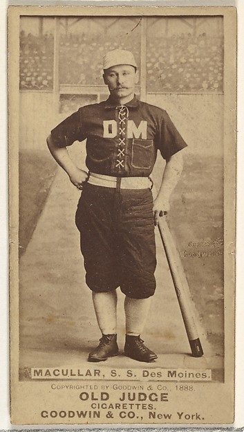Goodwin & Company, James F. "Jimmy" Macullar, Shortstop, Des Moines Prohibitionists, from the Old Judge series (N172) for Old Judge Cigarettes