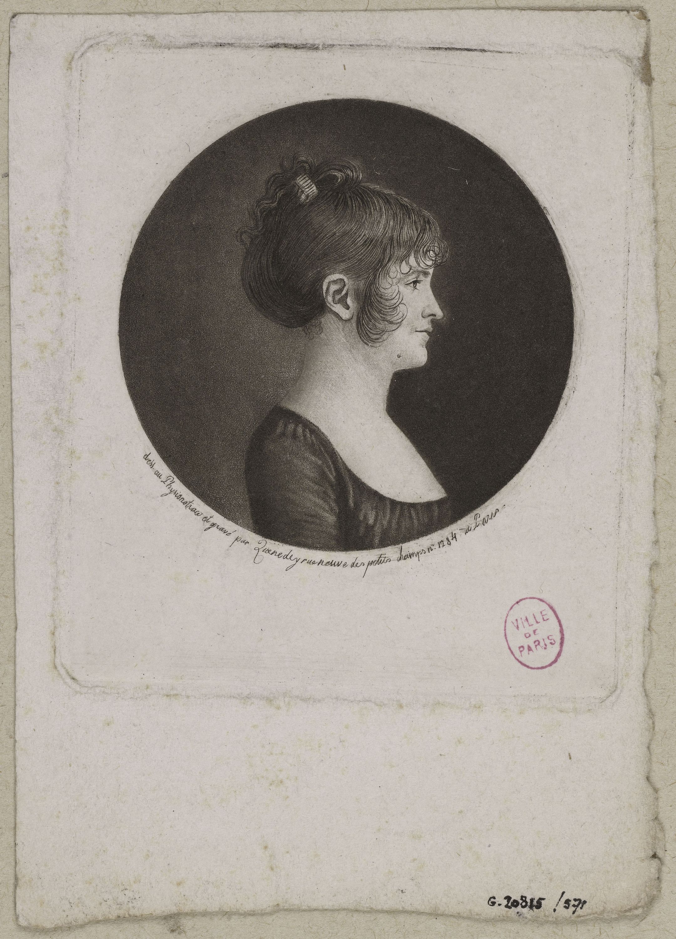 Edmé Quenedey, Portrait d'une femme, fin XVIIIème siècle/début XIXème siècle