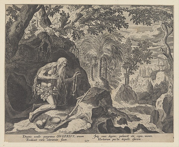 Johann Sadeler I, Onofrius, from "Solitudo Sive Vitae Patrum Eremicolarum"
