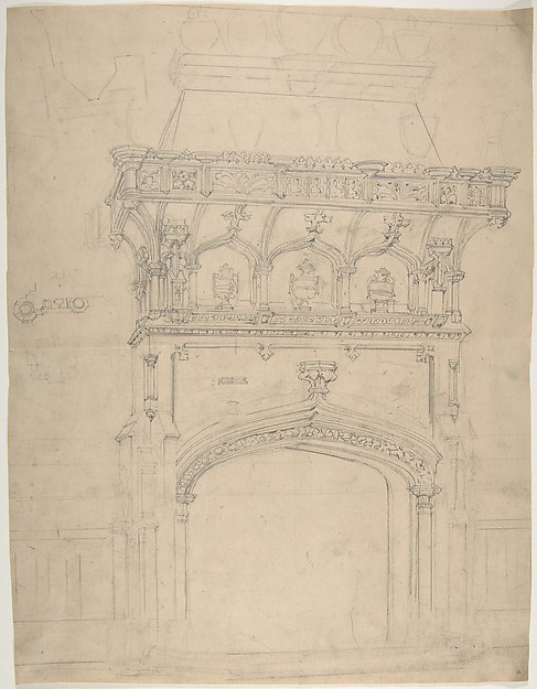 Anonymous, British, 19th century, Medieval Chimneypiece Design