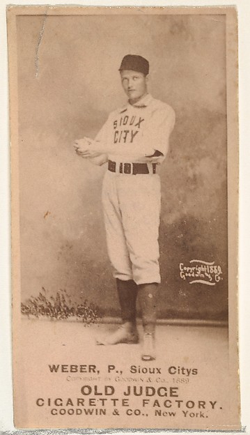 Goodwin & Company, Peter W. Webber, Pitcher, Sioux City Corn Huskers, from the Old Judge series (N172) for Old Judge Cigarettes