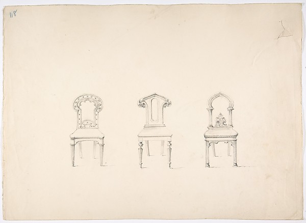 Anonymous, British, 19th century, Design for Three Chairs