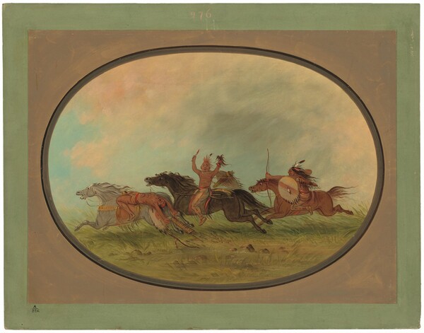 George Catlin, The Scalper Scalped - Pawnees and Cheyennes